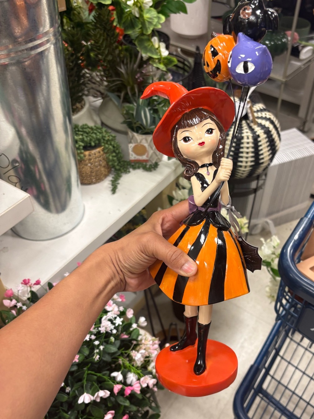 Halloween Girl Figurine in Orange & Black - Decorative Home Accent